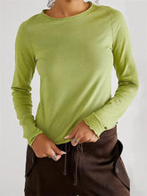 Solid Basic Long Sleeve Round Neck Solid Spring Autumn Slim Fit Streetwear Casual Top Tee